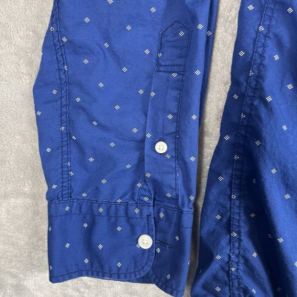 American Eagle Button Down LS Shirt Mens XL Blue w/Wht Diamond Print Classic Fit - Picture 13 of 14